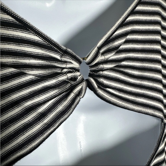 Free People Women’s Frenchie T-Shirt Dress Medium Half Sleeve Striped Cut Out - Picture 10 of 13